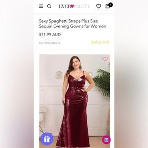 Ever Pretty sequin burgundy dress- size L